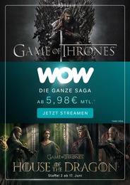 WOW Prospekt für Saulgrub: "Game of Thrones - Die ganze Saga ab 5,98€ mtl.", 4 Seiten, 20.05.2024 - 31.05.2024