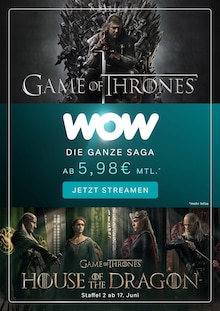 WOW Prospekt Bremervörde "Game of Thrones - Die ganze Saga ab 5,98€ mtl." mit 4 Seiten