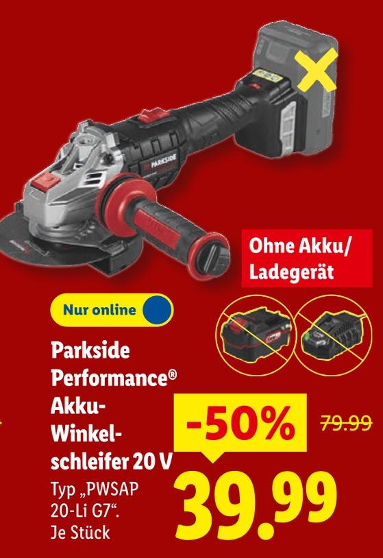 Performance Akku-Winkelschleifer 20 V