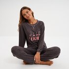 Ensemble pyjama 2 pièces gris foncé femme - La Halle à Montpellier Ensemble pyjama 2 pièces gris foncé femme en promo chez La Halle Montpellier à 20,99 €