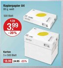 Kopierpapier A 4 oder Karton von  im aktuellen V-Markt Prospekt für 3,99 €