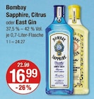 Bombay Dry Gin im V-Markt Prospekt Sapphire, Citrus oder East Gin von Bombay im aktuellen V-Markt Prospekt für 16,99 €