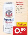 Weißbier im Angebot bei Netto Marken-Discount in Villingen-Schwenningen Weißbier Angebote von Erdinger bei Netto Marken-Discount Villingen-Schwenningen für 0,89 €