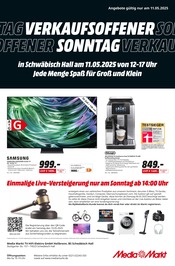 Kaffee im MediaMarkt Saturn Prospekt in Schwäbisch Hall Aktueller MediaMarkt Saturn Prospekt mit Kaffee, "VERKAUFSOFFENER SONNTAG", Seite 1