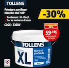 Peinture acrylique blanche Mat XL 10L - TOLLENS - Screwfix à Chartres Peinture acrylique blanche Mat XL 10L - TOLLENS en promo chez Screwfix Chartres à 59,49 €