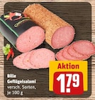 Geflügelsalami im REWE Prospekt Geflügelsalami von Bille im aktuellen REWE Prospekt für 1,79 €