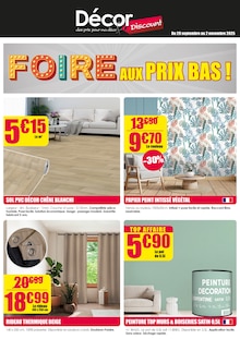 Prospectus Décor Discount de la semaine "FOIRE AUX PRIX BAS !" avec 1 pages, valide du 29/09/2025 au 02/11/2025 pour Romans-sur-Isère et alentours