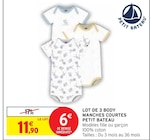 Lot de 3 body manches courtes - Petit Bateau dans le catalogue Intermarché