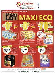 Catalogue Casino Supermarchés à La Côte, avec 19 pages Prospectus Casino Supermarchés à La Côte, "Maxi lot, maxi éco", 19 pages, 28/11/2022 - 11/12/2022