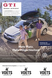 Volkswagen Werkstatt & Auto Prospekt der aktuellen Woche mit 1 Seite, gültig von 01.06.2026 bis 31.08.2026, in Barleben und Umgebung Aktueller Volkswagen Werkstatt & Auto Prospekt in Barleben und Umgebung, "Mehr Platz. Mehr Möglichkeiten." mit 1 Seite, 01.06.2026 - 31.08.2026