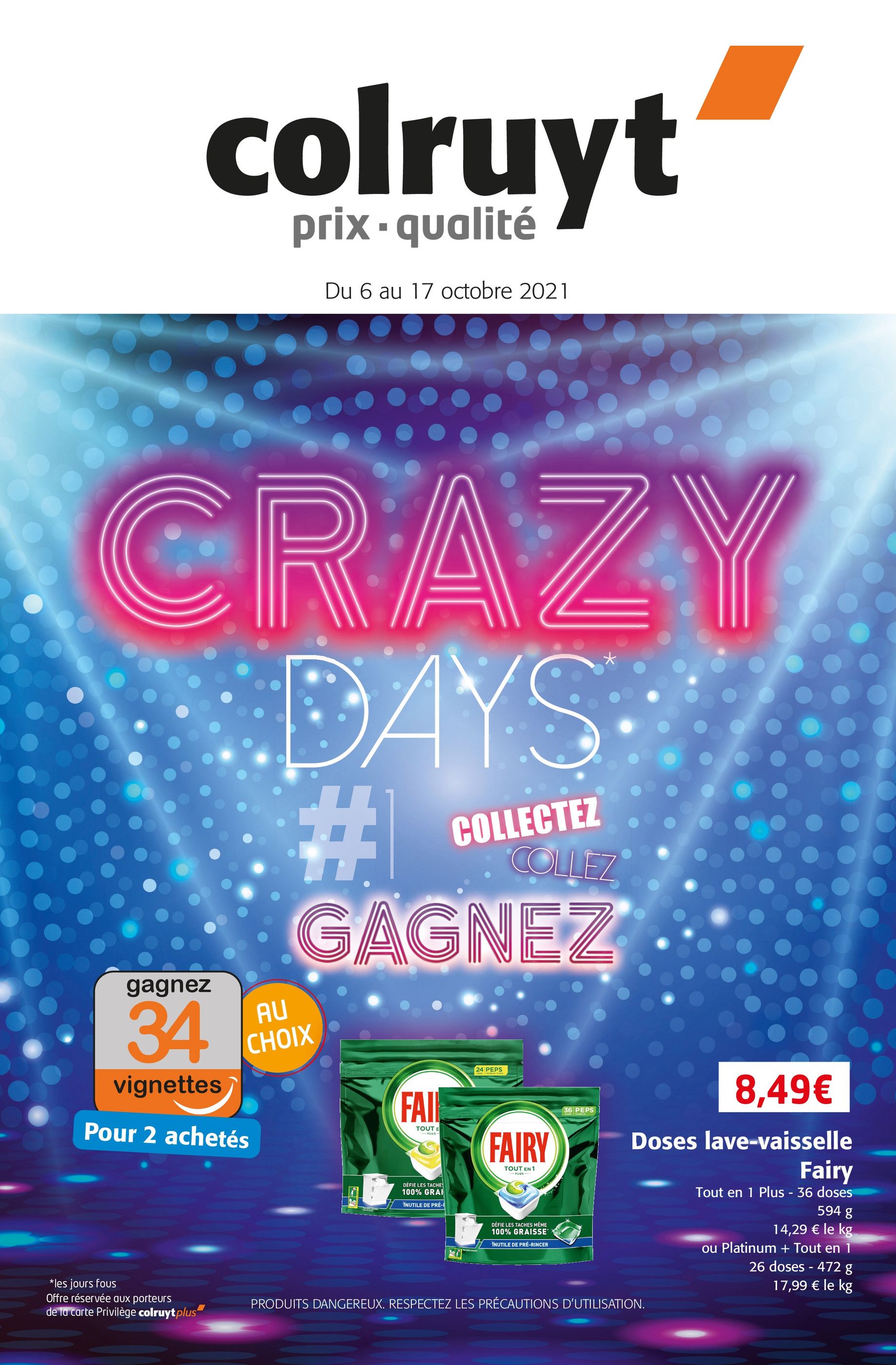 Catalogue Colruyt à Arbouans, avec 24 pages Prospectus Colruyt à Arbouans, "Crazy days", 24 pages, 06/10/2021 - 17/10/2021