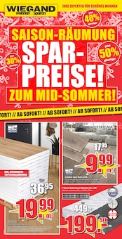 Aktueller wohnen & sparen Wiegand Prospekt (Schlüchtern, 10 Seiten zum blättern wohnen & sparen Wiegand Prospekt SAISON-RÄUMUNG mit 10 Seiten