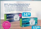 Wasserfilter-Kartusche Pack 3 ALL-IN-1 und EXTRA KALK-SCHUTZ von BRITA im aktuellen V-Markt Prospekt für 13,99 €