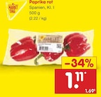 Aktuelle Paprika Angebote bei Netto Marken-Discount in Siegen (Universitätsstadt) Aktuelles Paprika rot Angebot bei Netto Marken-Discount in Siegen (Universitätsstadt) ab 1,11 €