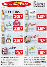 Getränkemärkte Prospekt von Getränke Oase in Dorsten Aktueller Getränke Oase Getränkemärkte Prospekt für Dorsten: Aktuelle Angebote mit 1} Seite, 22.12.2025 - 27.12.2025