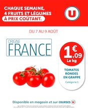 Catalogue Supermarchés U Express en cours à Boussac et alentours, "CHAQUE SEMAINE, 4 FRUITS ET LÉGUMES À PRIX COÛTANT", 1 page, 07/08/2025 - 09/08/2025