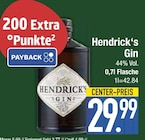 Gin im EDEKA Prospekt Gin von Hendrick‘s im aktuellen EDEKA Prospekt für 29,99 €