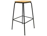 Tabouret de bar "Japandi" en bambou et métal noir en promo chez Brico Dépôt Amiens à 15,90 €