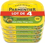 Sardines entières à l'huile d'olive vierge extra - Parmentier - Intermarché à Lorient Sardines entières à l'huile d'olive vierge extra - Parmentier en promo chez Intermarché Lorient à 12,42 €