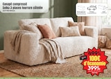 Canapé compressé solka  3 places fourrure côtelée en promo chez Maxi Bazar Courrières à 399,99 €