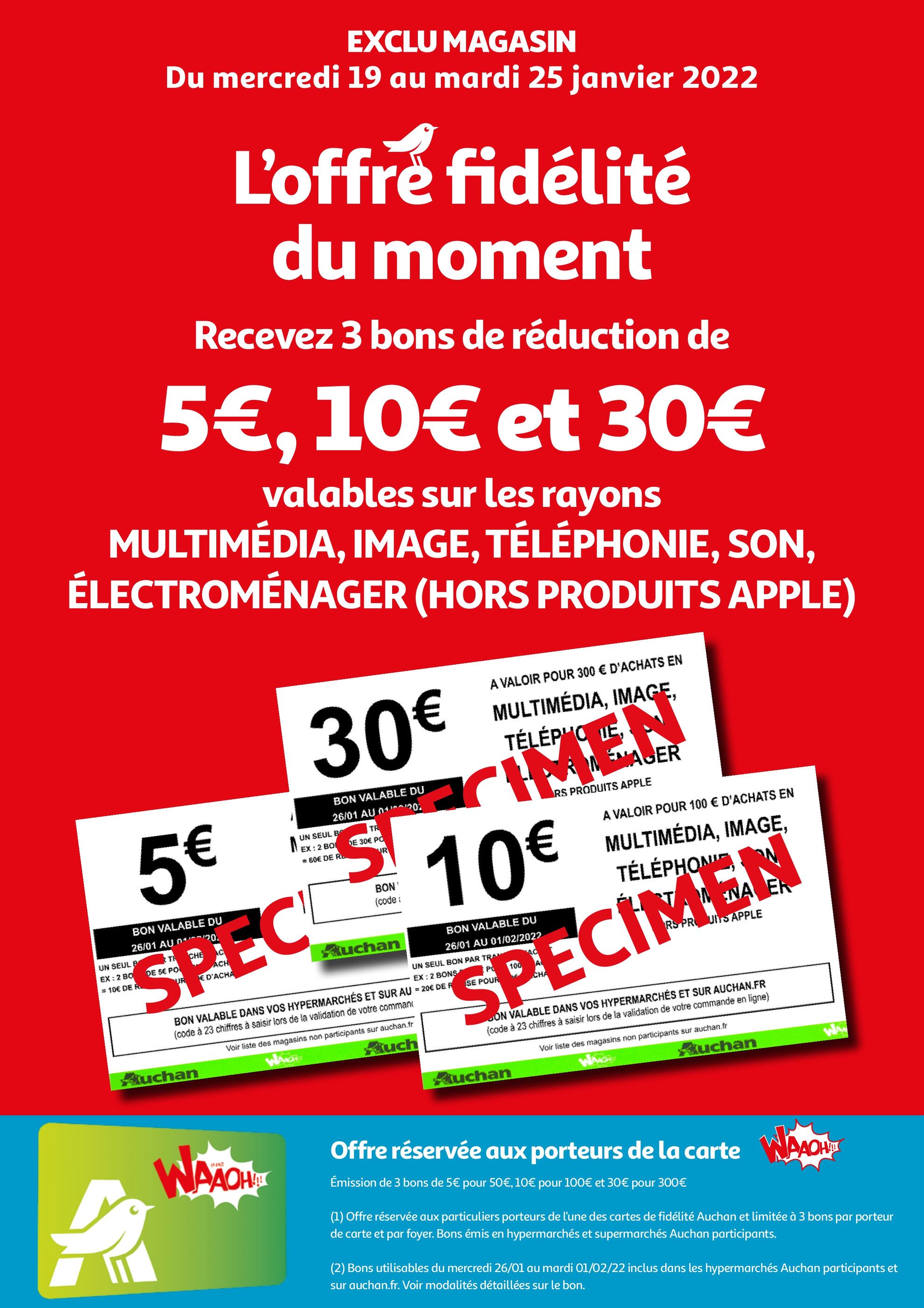 Catalogue Auchan à Neuville-en-Ferrain, avec 1 page Prospectus Auchan à Neuville-en-Ferrain, "L'offre fidélité du moment", 1 page, 20/01/2022 - 20/01/2022