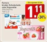 Kinder Schokolade oder Yogurette Angebote von Ferrero bei WEZ Bad Oeynhausen für 1,11 €