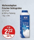 Frischer Schlagrahm von Weiherstephan im aktuellen V-Markt Prospekt für 2,22 €