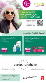 mea - meine apotheke Prospekt der Woche "Unsere Mai-Angebote" Seite 1, 01.05.2026 bis 31.05.2026 für Köln Aktueller mea - meine apotheke Prospekt "Unsere Mai-Angebote" Seite 1 von 4 Seiten für Köln