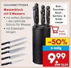 Messerblock mit 5 Messern von GOURMETMAXX für 9,99 € bei Netto Marken-Discount im Angebot Messerblock mit 5 Messern von GOURMETMAXX im aktuellen Netto Marken-Discount Prospekt