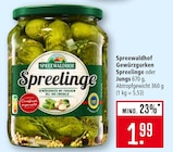 Gewürzgurken Spreelinge im Angebot bei Marktkauf in Ulm Gewürzgurken Spreelinge Angebote von Spreewaldhof bei Marktkauf Ulm für 1,99 €
