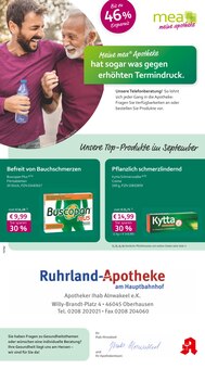 mea - meine apotheke Prospekt der Woche "Unsere September-Angebote" Seite 1, 01.09.2025 bis 30.09.2025 für Oberhausen Aktueller mea - meine apotheke Prospekt "Unsere September-Angebote" Seite 1 von 4 Seiten für Oberhausen