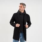 Manteau mi-long 3 en 1 à capuche noir homme - La Halle à Troyes Manteau mi-long 3 en 1 à capuche noir homme en promo chez La Halle Troyes à 79,99 €