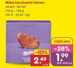 hauchzarte Herzen im Angebot bei Netto Marken-Discount in Garbsen hauchzarte Herzen Angebote von Milka bei Netto Marken-Discount Garbsen für 1,99 €