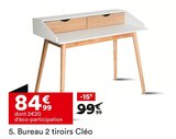 Bureau 2 tiroirs Cléo en promo à 84,99 € chez But Bureau 2 tiroirs Cléo dans le catalogue But