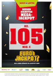 Westlotto Prospekt für Biedenkopf: "Diesen Dienstag rd. 105 Mio. €", 3 Seiten, 11.11.2024 - 12.11.2024