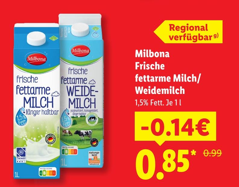 Frische fettarme Weidemilch