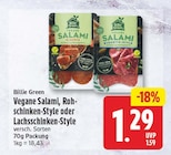 Vegane Salami von Billie Green für 1,29 € bei EDEKA im Angebot Vegane Salami von Billie Green im aktuellen EDEKA Prospekt