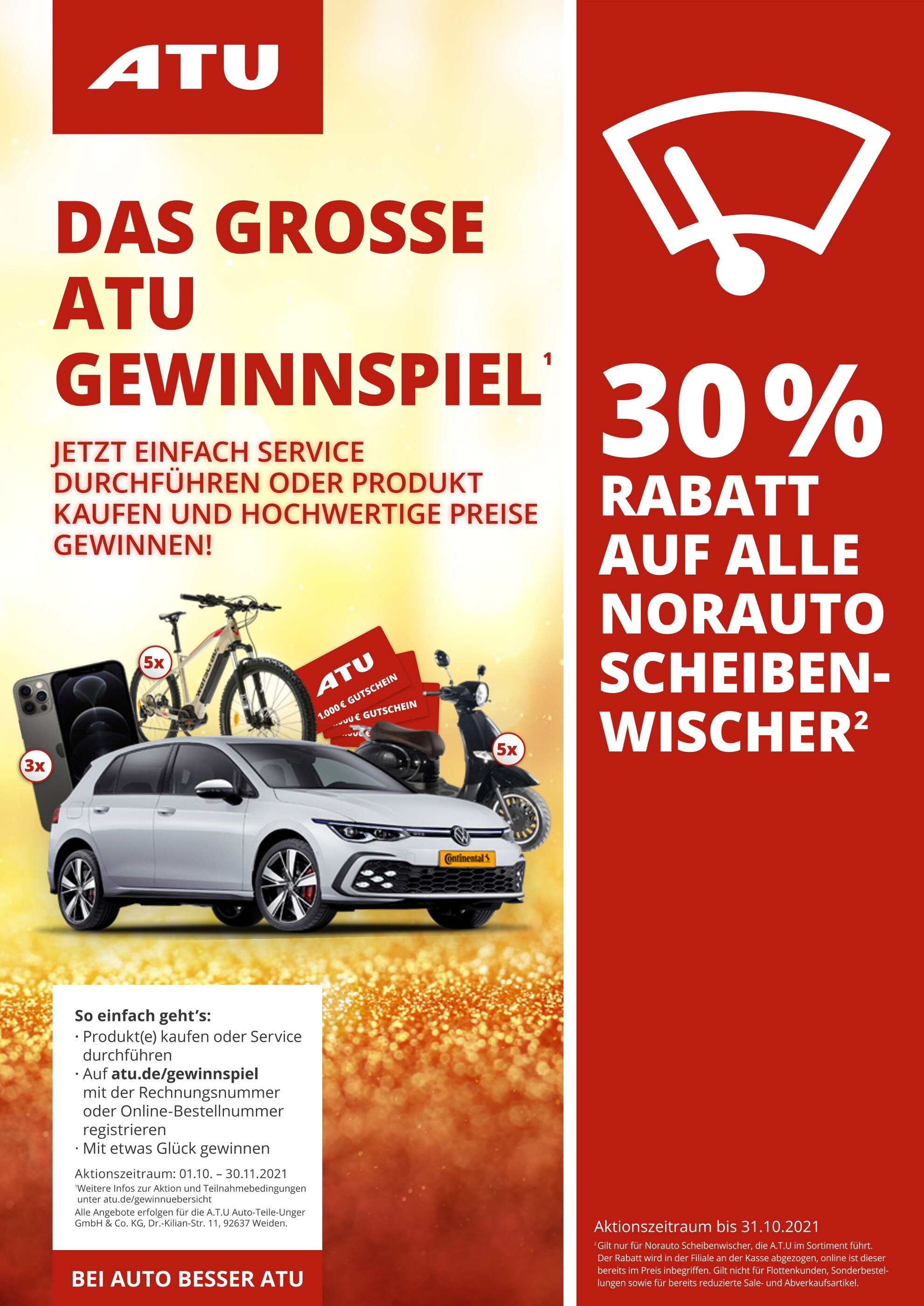 A.T.U Auto Teile Unger Prospekt für Untergruppenbach mit 24 Seiten A.T.U Auto Teile Unger Prospekt für Untergruppenbach: "DAS GROSSE A.T.U GEWINNSPIEL", 24 Seiten, 01.10.2021 - 31.10.2021