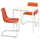 Tisch und 2 Stühle weiß weiß/verchromt braun/rot im IKEA Prospekt zum Preis von 229,97 €