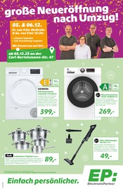 Aktueller EP: Prospekt mit Waschmaschine, "große Neueröffnung nach Umuzug!", Seite 1