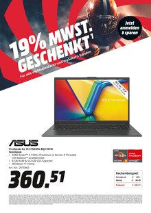 Notebook im MediaMarkt Saturn Prospekt "19% MWST. GESCHENKT" mit 31 Seiten (Erlangen)