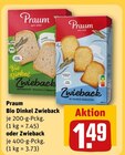 Bio Dinkel Zwieback Angebote von Praum bei REWE Rodgau für 1,49 €