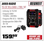 Akku-Radio TE-CR 18 Li DAB+ / FM / BT im aktuellen OBI Prospekt