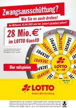 LOTTO Baden-Württemberg Prospekt für Fellbach mit 1 Seiten LOTTO Baden-Württemberg Prospekt für Fellbach: "28 Mio.€* im LOTTO 6aus49", 1 Seiten, 02.06.2020 - 03.06.2020