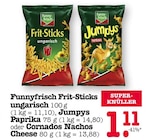 Frit-Sticks ungarisch oder Jumpys Paprika oder Cornados Nachos Cheese Angebote von Funnyfrisch bei E center Karlsruhe für 1,11 €