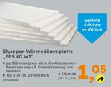 Styropor-Wärmedämmplatte „EPS 40 WI“ im Globus-Baumarkt Prospekt Styropor-Wärmedämmplatte „EPS 40 WI“ von im aktuellen Globus-Baumarkt Prospekt für 1,05 €