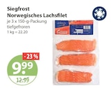 Norwegisches Lachsfilet im V-Markt Prospekt Norwegisches Lachsfilet von Siegfrost im aktuellen V-Markt Prospekt für 9,99 €