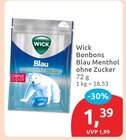Bonbons Blau Menthol ohne Zucker von Wick im aktuellen budni Prospekt für 1,39 €