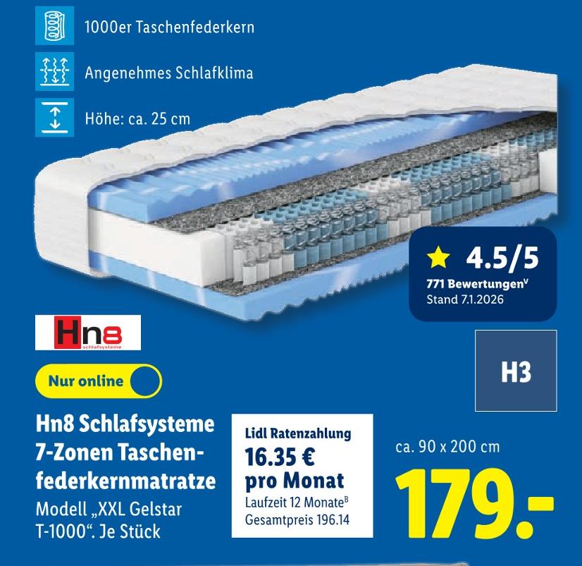 7-Zonen Taschenfederkernmatratze