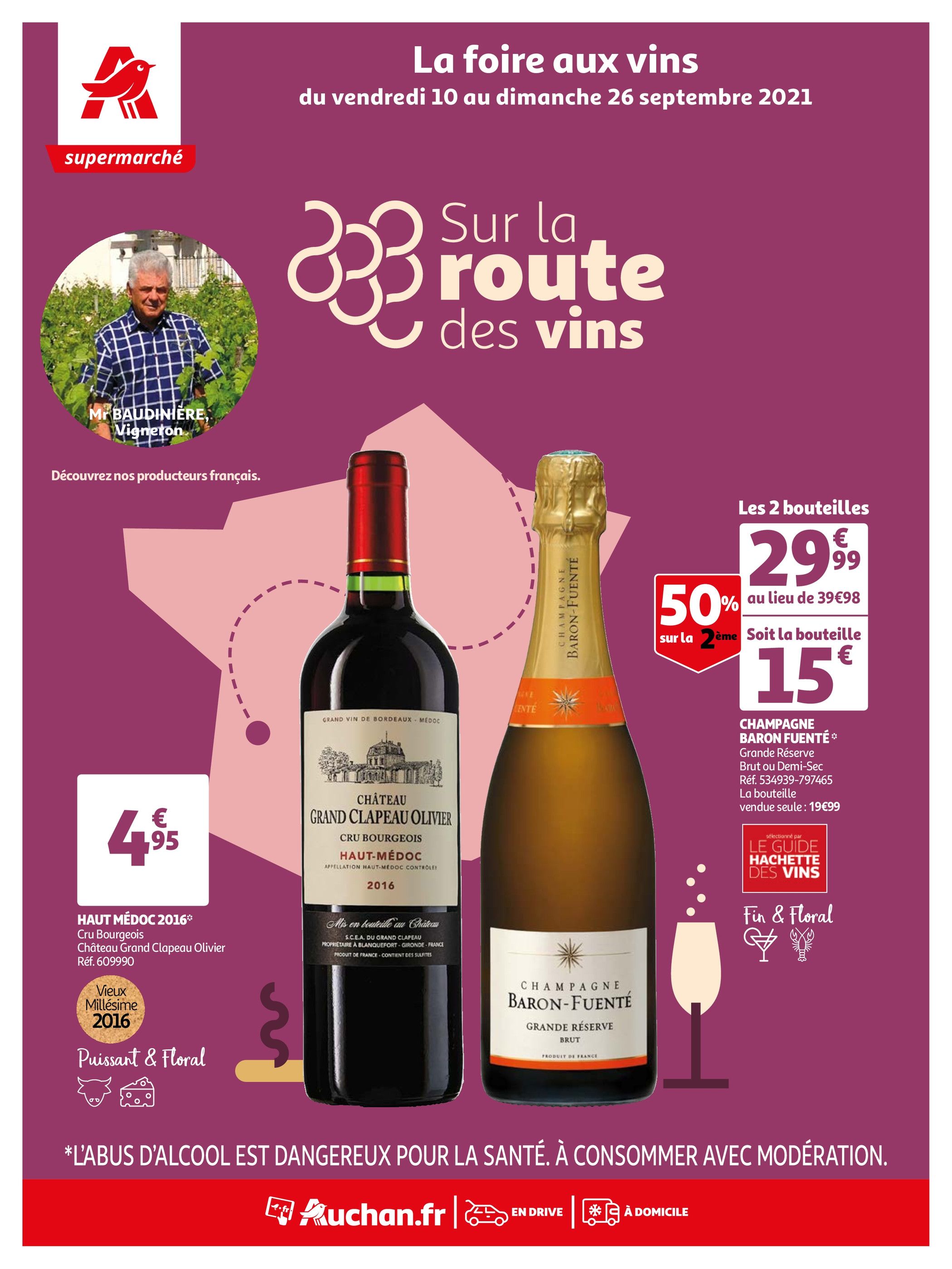 Catalogue Auchan à Paris, avec 12 pages Prospectus Auchan à Paris, "Sur la route des vins", 12 pages, 10/09/2021 - 26/09/2021